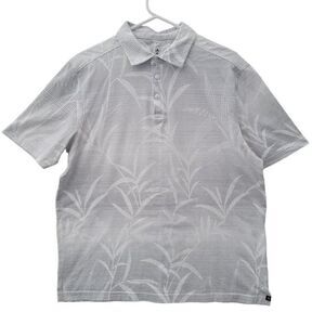 Nat Nast Shirt Mens M Polo Golf Ombre Gray Floral Short Sleeve Resortwear